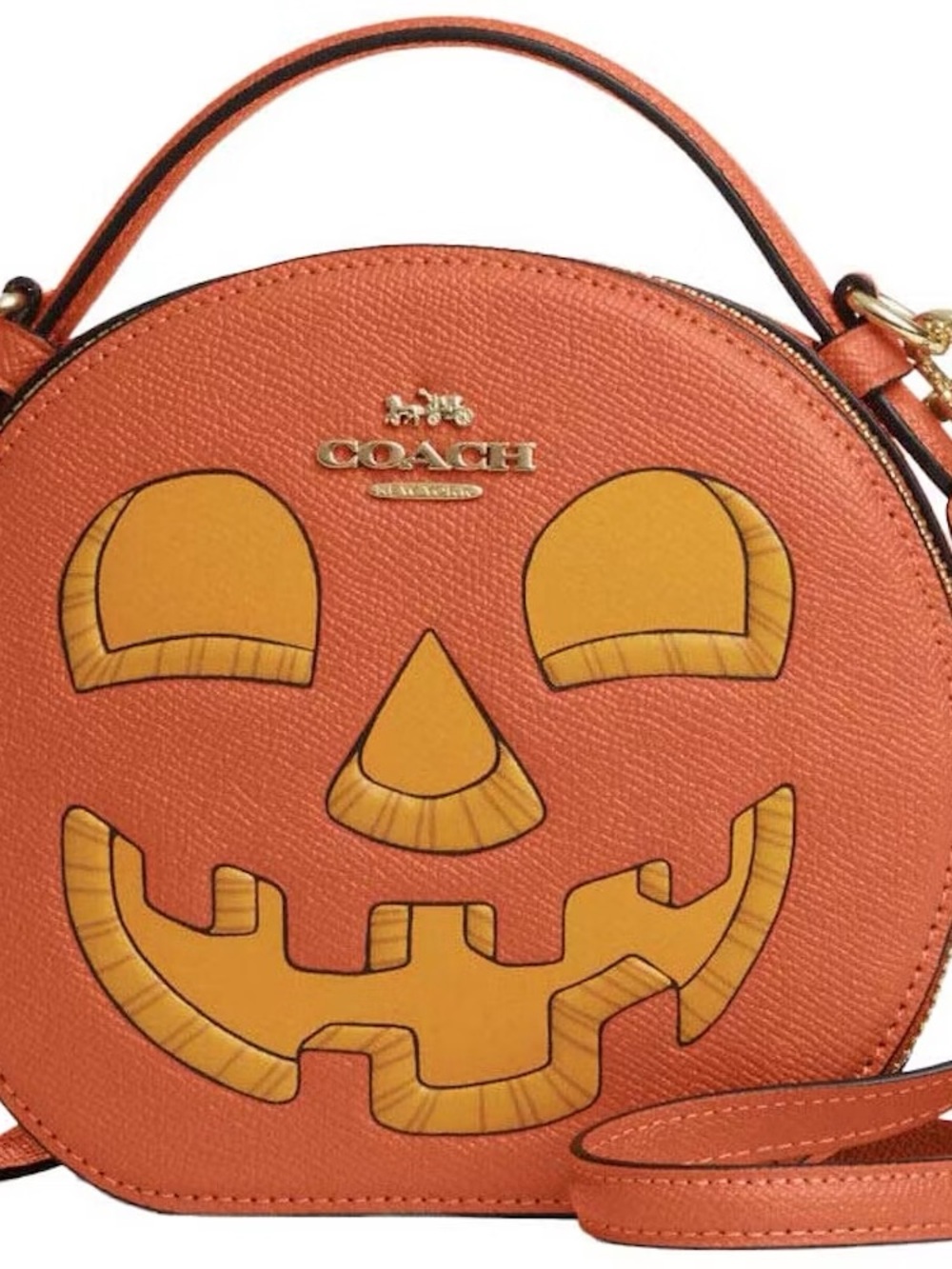 COACH Orange Jack-o'-Lantern Round Crossbody Bag